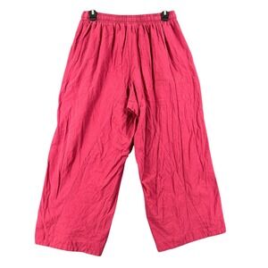 Kidoriman Wide Leg Harem Pants Women L Red Cotton Drawstring Japanese Streetwear